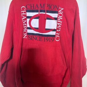 Vintage Champion Hoodie Red Size Medium